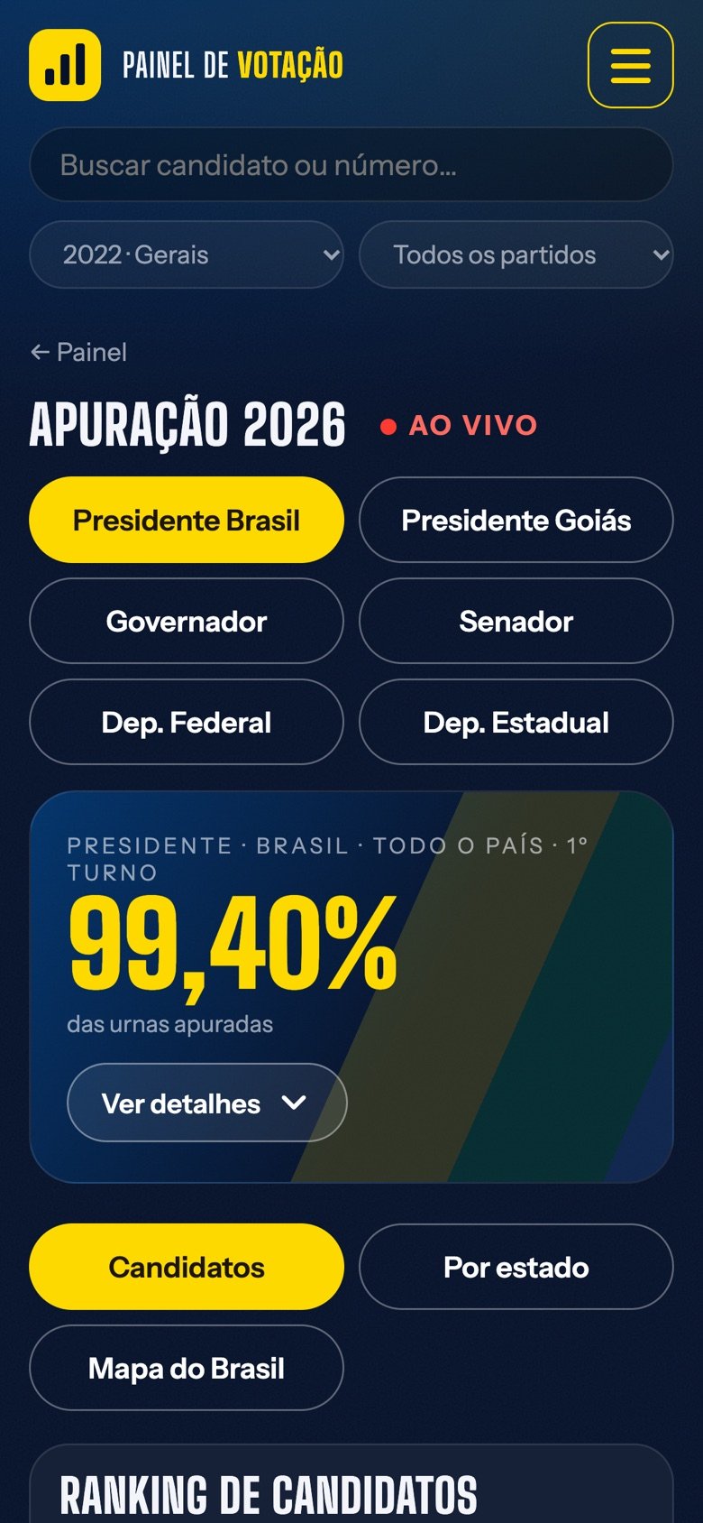 Apuração ao vivo no celular